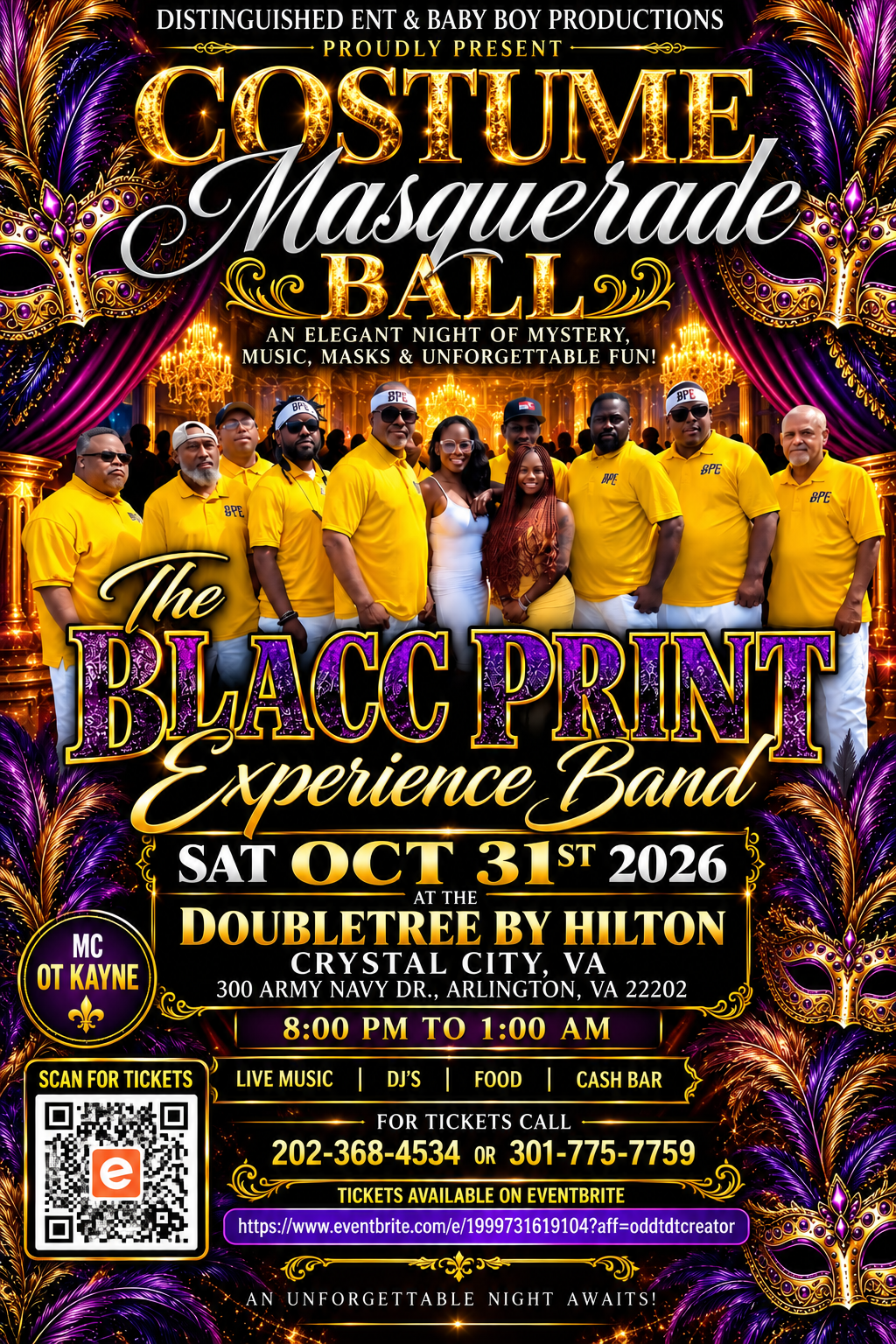 Costume Masquerade Ball flyer — Saturday, October 31st at the DoubleTree by Hilton Crystal City