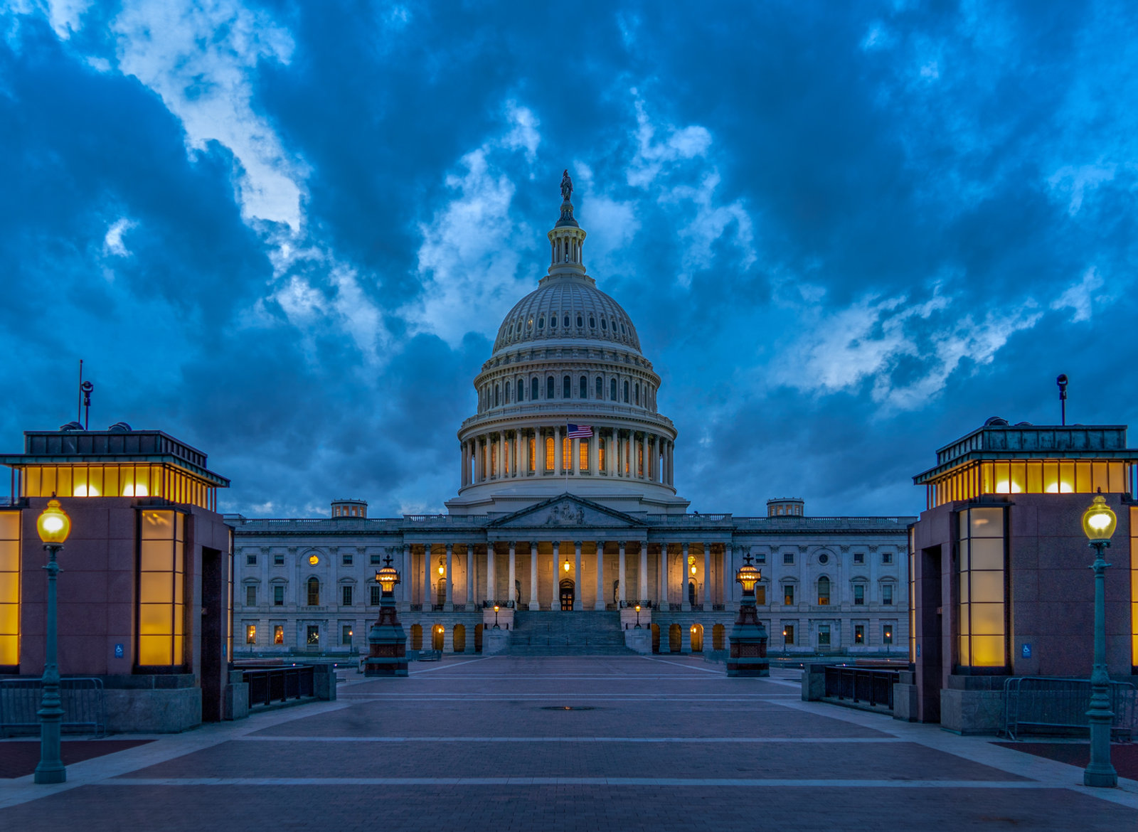 The United States Capitol at dusk